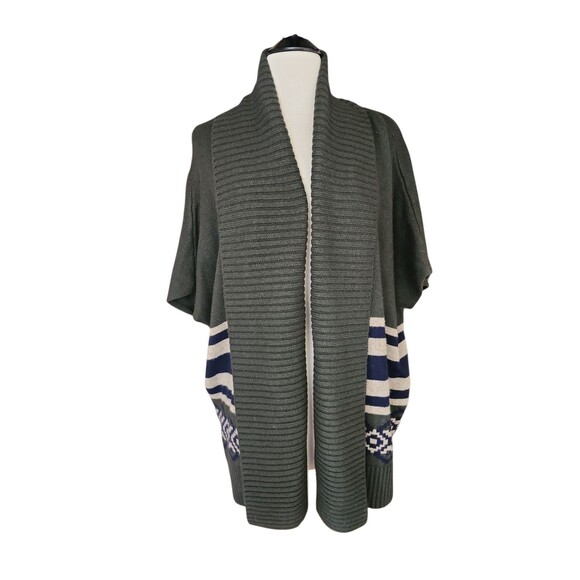 Autumn Cashmere Oversized Short Sleeve Cardigan Sweater Womens OS Olive Bohemian - Picture 2 of 9